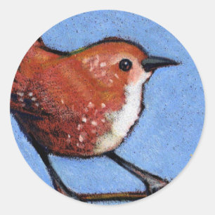 ZAUNKÖNIG, VOGEL, FARBbleistift Runder Aufkleber