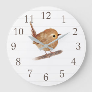 Zaunkönig-Vogel-personalisierte Große Wanduhr