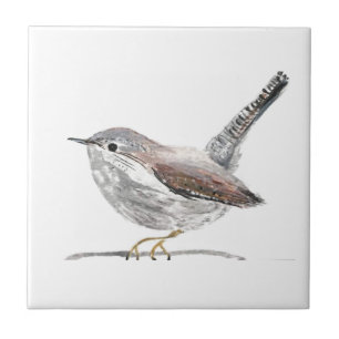 Zaunkönig Vogel Wildlife Wasserfarben Kunst Süß Fliese