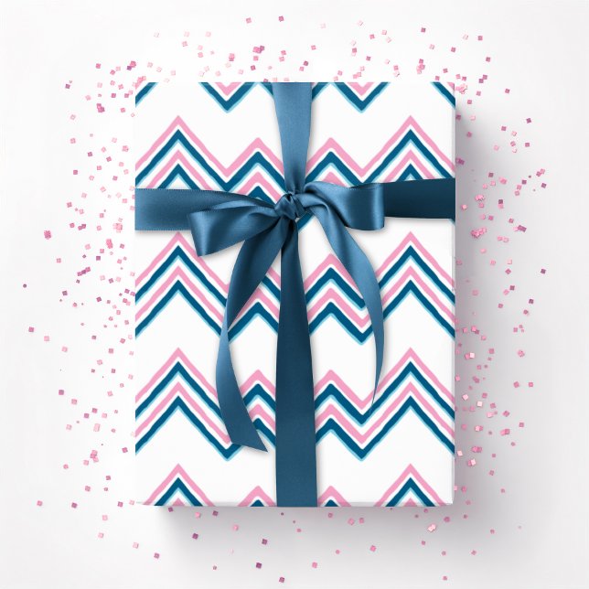 Zaza Chevron Wave in Pink and Deep Aqua Geschenkpapier (Von Creator hochgeladen)