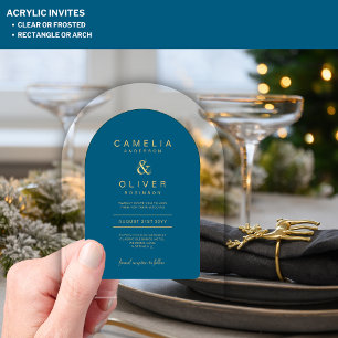 Zazzle Acrylic Wedding Chic Aquamarin Blue Text Ar Acryleinladungen