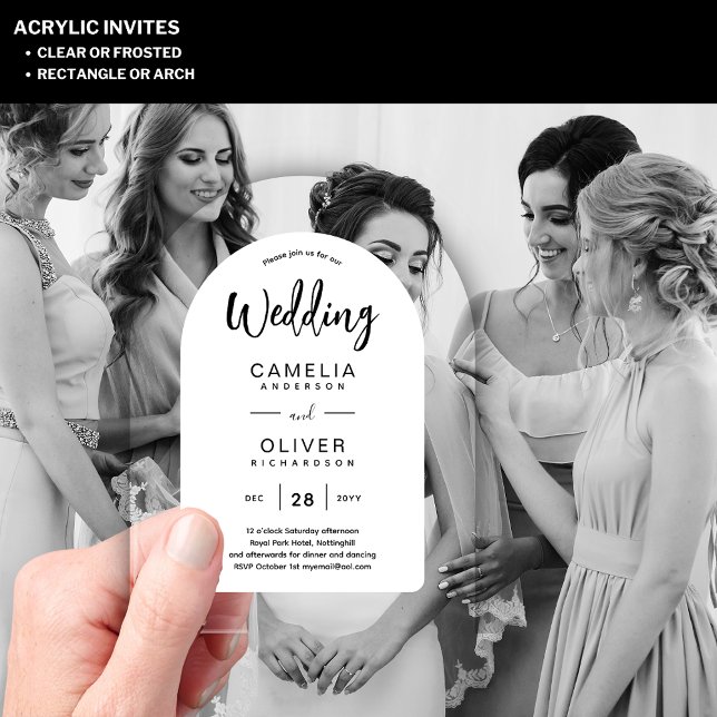 Zazzle Acrylic Wedding lädt Schwarz-weißen Bold ei Acryleinladungen (Von Creator hochgeladen)