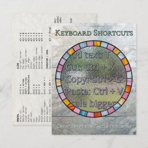 Zazzle Designer-Tastaturkürzel-Referenzkarte Postkarte