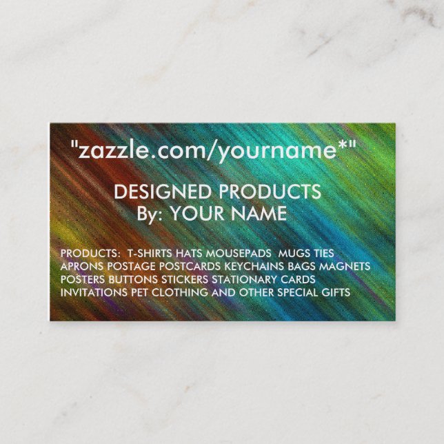 ZAZZLE GESCHÄFTS-KARTE zazzle.com/yoourname* " Visitenkarte (Vorderseite)