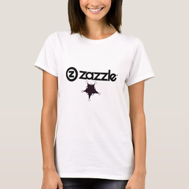 Zazzle_logo _on Weiß, Stern - Schwarzes T-Shirt (Vorderseite)