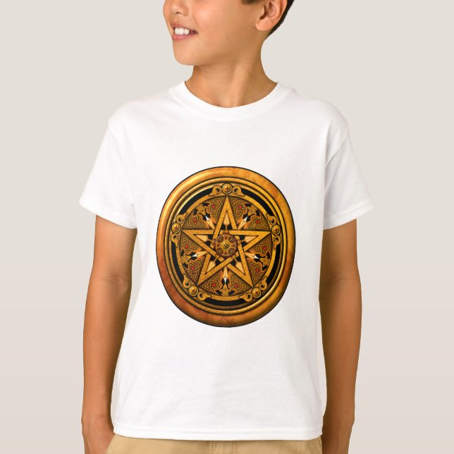 Zazzle - männliches GoldPentagramm-noback T-Shirt (Vorderseite)