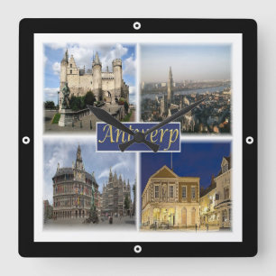 zBE008 ANTWERP Belgien, Quadratische Wanduhr
