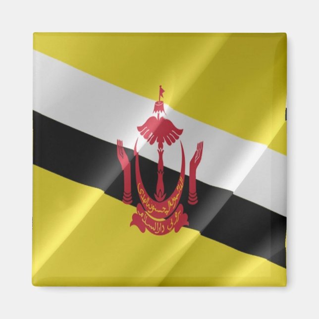 zBN002 Bruneian waving FLAG Brunei, Kühlschrankmag Magnet (Vorne)