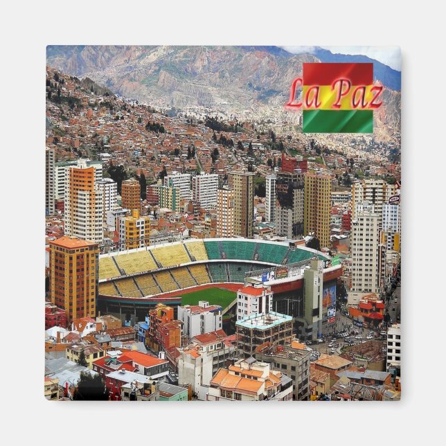 zBO020 LA PAZ Luftbild, Bolivien, Kühlschrank Magnet (Vorne)