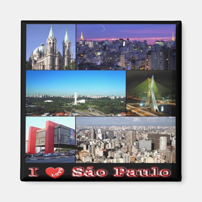 zBR011 SAO PAULO I Liebe, Mosaik, Kühlschrank Magnet (Vorne)