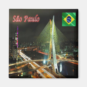 zBR014 SAO PAULO by Night, Brasilien. Kühlschrank Magnet