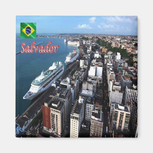 zBR017 SALVADOR, Brasilien, Hafen, Luftsicht, Kühl Magnet