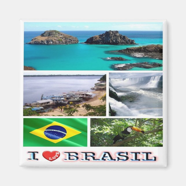 zBR031 BRASILIEN I Liebe, Mosaik, Kühlschrank Magnet (Vorne)