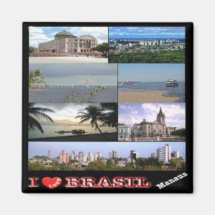 zBR033 BRZIL I Liebe, Mosaik, Manaus, Kühlschrank Magnet