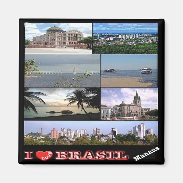 zBR033 BRZIL I Liebe, Mosaik, Manaus, Kühlschrank Magnet (Vorne)