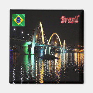 zBR044 BRASILIA, JK Bridge by Night, Brasilien, Kü Magnet
