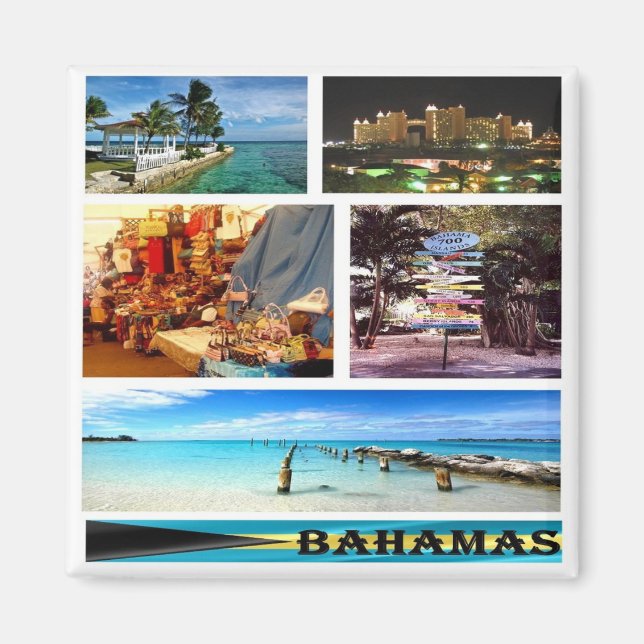 zBS005 BAHAMAS, Mosaik, Amerika, Kühlschrank Magnet (Vorne)