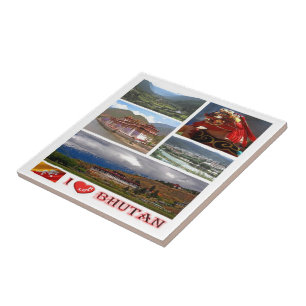 zBT007 I Liebe BHUTAN, Asien Fliese
