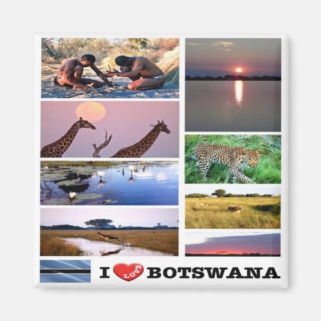 zBW003 BOTSWANA I LIEBE, Mosaik, Afrika, Kühlschra Magnet (Vorne)