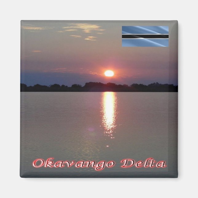 zBW006 OKAVANGO DELTA Sunset, BOTSWANA, Kühlschran Magnet (Vorne)