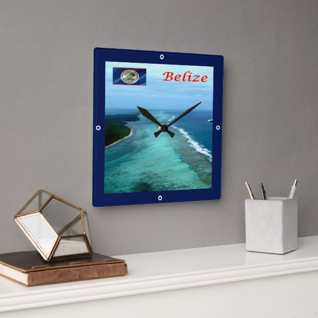zBZ005 BELIZE Barrier Reef, Amerika Quadratische Wanduhr (Büro)