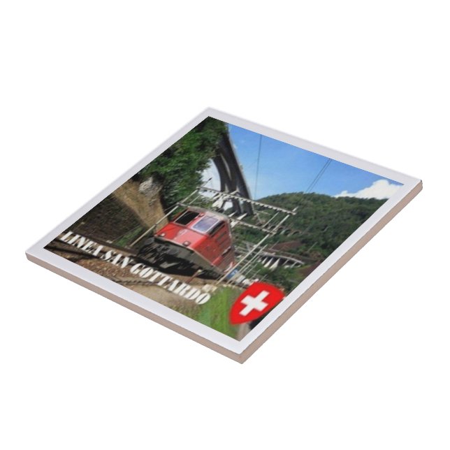 ZCH019 DIE GOTTHARD EISENBAHN Schweiz - Fliese (Seite)
