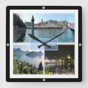 zCH043 LUCERNE Schweiz, Quadratische Wanduhr
