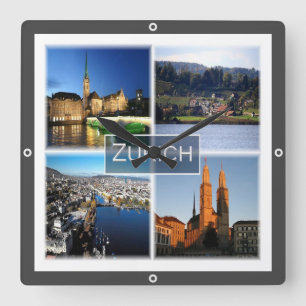zCH046 ZÜRICH Schweiz, Quadratische Wanduhr