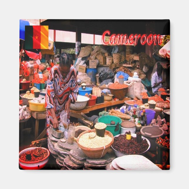 zCM003 KAMERUN, Mfundi-Markt, Afrika, Kühlschrank Magnet (Vorne)