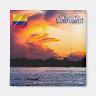 zCO009 KOLUMBIA, Sonnenuntergang am Amazonas, Kühl Magnet