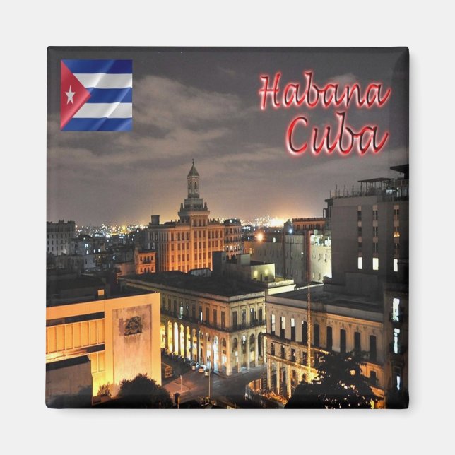 zCU008 HAVANA by Night, Kuba, Amerika, Kühlschrank Magnet (Vorne)