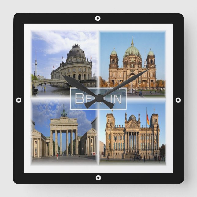 zDE018 BERLIN Deutschland, Quadratische Wanduhr (Vorderseite)