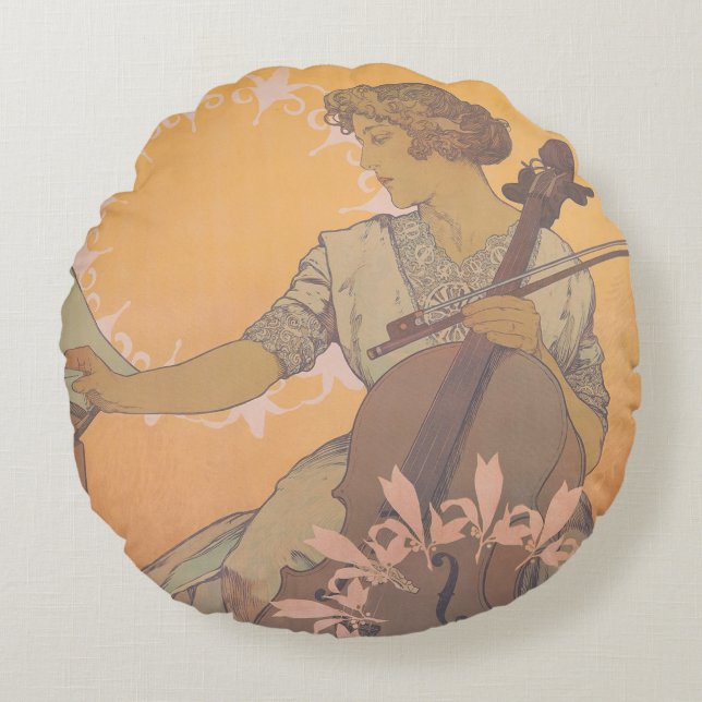 Zdenka Cerny Poster von Alphonse Mucha Rundes Kissen (Vorderseite)