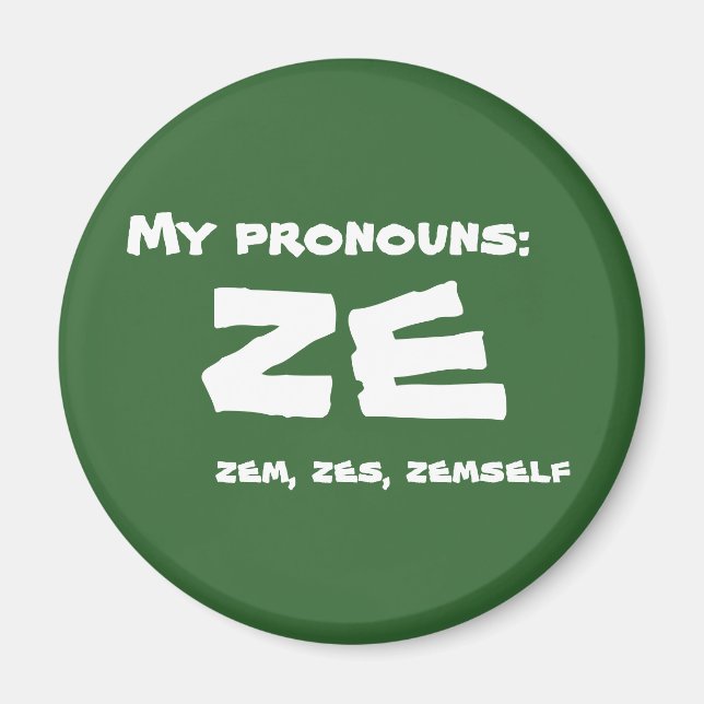 Ze oder Custom Pronoun Magnet (Vorne)
