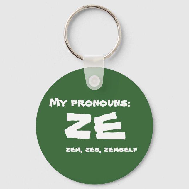 Ze oder Custom Pronoun Schlüsselanhänger (Vorderseite)