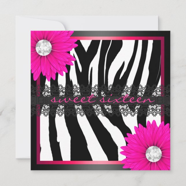 Zebra 16 . Geburtstag Einladung (Vorderseite)
