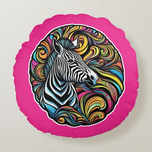 Zebra 1 rundes kissen (Vorderseite)