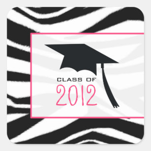 Zebra 2012 Graduationsaufkleber Quadratischer Aufkleber