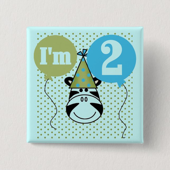 Zebra 2. Geburtstag T - Shirt und Geschenke Button (Vorderseite)