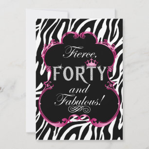 Zebra 40 et Fabulous Bling Anniversday Invitation