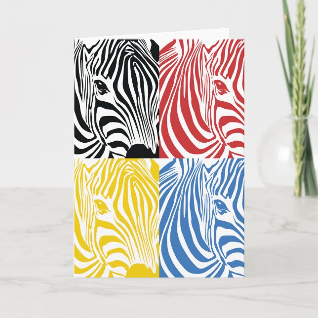 Zebra 4-farbige Grüße-Karte Karte (Vorderseite)