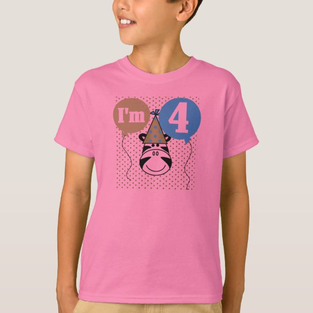 Zebra 4. Geburtstag T - Shirt und Geschenke (Vorderseite)