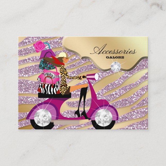Zebra Accessoires Purry Juwelry Gold Pink Sparkle Visitenkarte (Vorderseite)