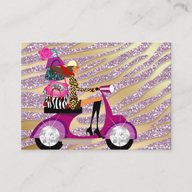 Zebra Accessoires Purses Schmuck Pink Gold Sparkle Visitenkarte (Vorderseite)