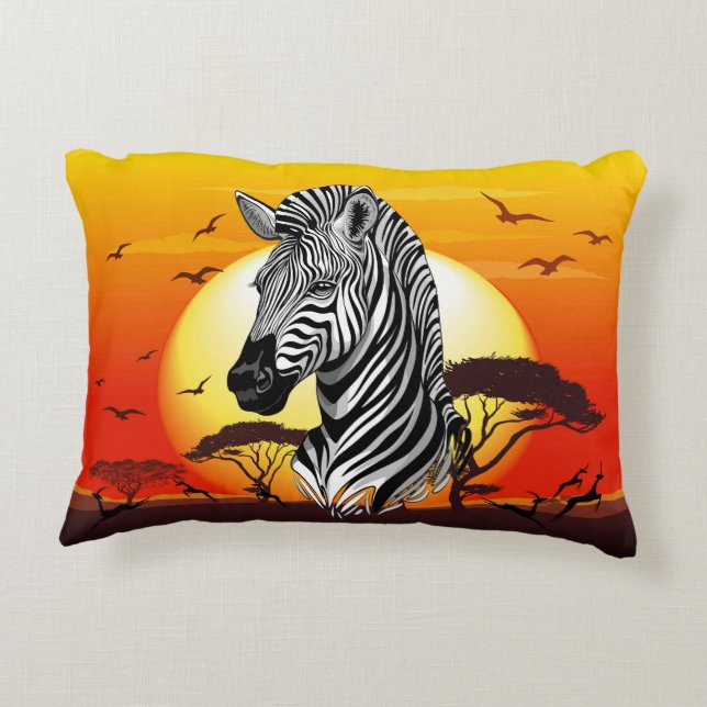 Zebra African Savanna Wild Animal Dekokissen (Rückseite)