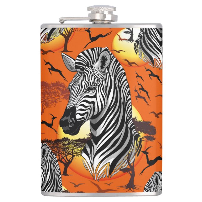 Zebra African Savanna Wild Animal Flachmann (Vorderseite)