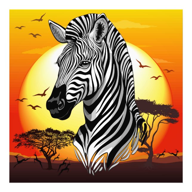 Zebra African Savanna Wild Animal Fotodruck (Vorne)