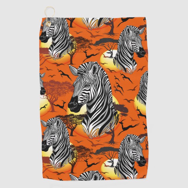 Zebra African Savanna Wild Animal Golfhandtuch (Vorderseite)
