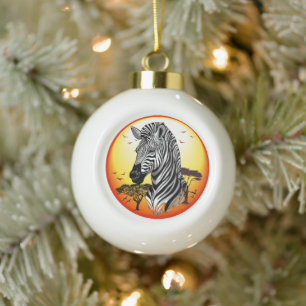 Zebra African Savanna Wild Animal Keramik Kugel-Ornament