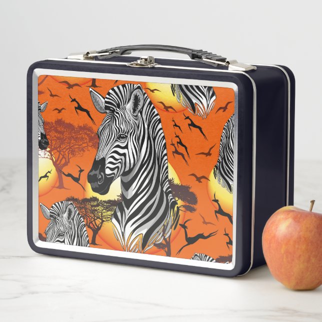 Zebra African Savanna Wild Animal Metall Brotdose (Beispiel)
